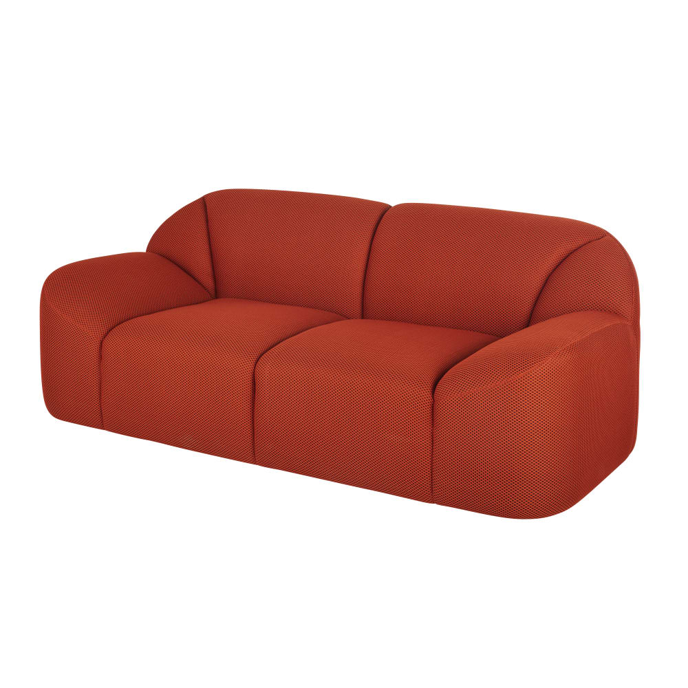 Canapé 2 places en tissu mailles 3D coloris rouille
