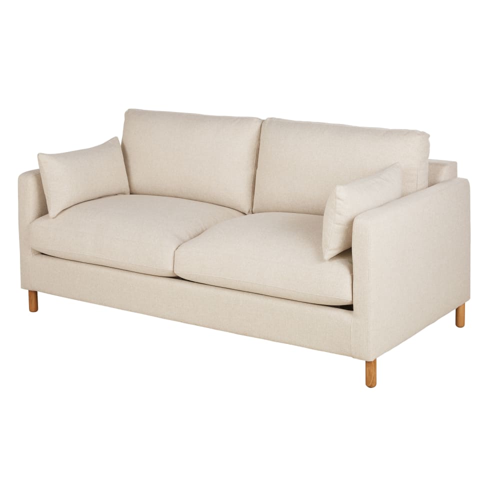Canapé 3/4 places en textile tramé beige