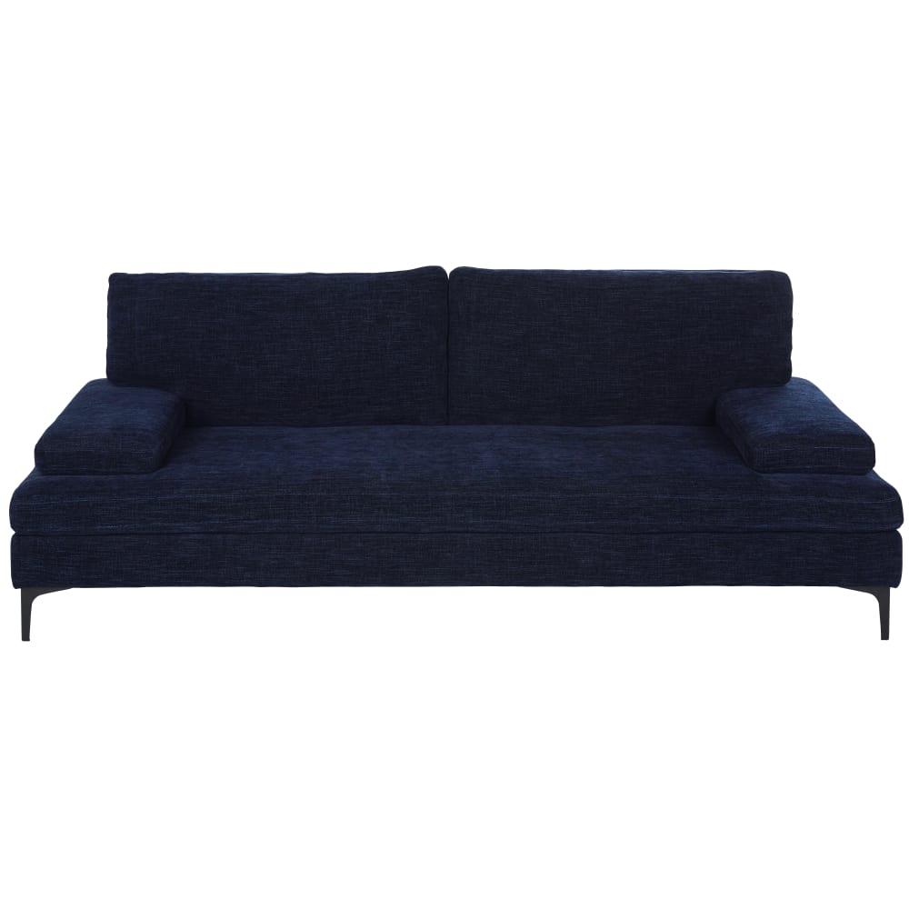 Canapé 3 places dossier avance-recule en textile velouté bleu nuit — Beyit