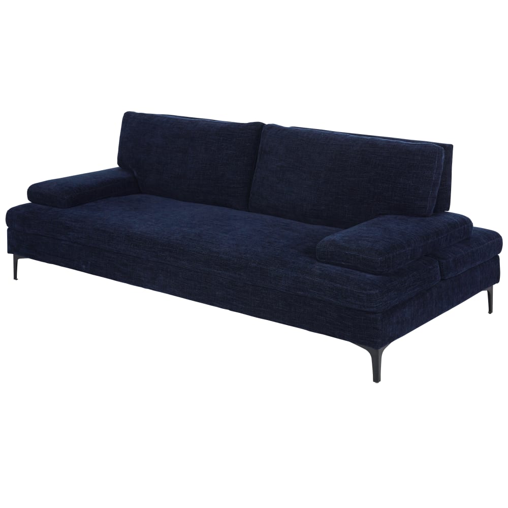 Canapé 3 places dossier avance-recule en textile velouté bleu nuit - Maisons du Monde