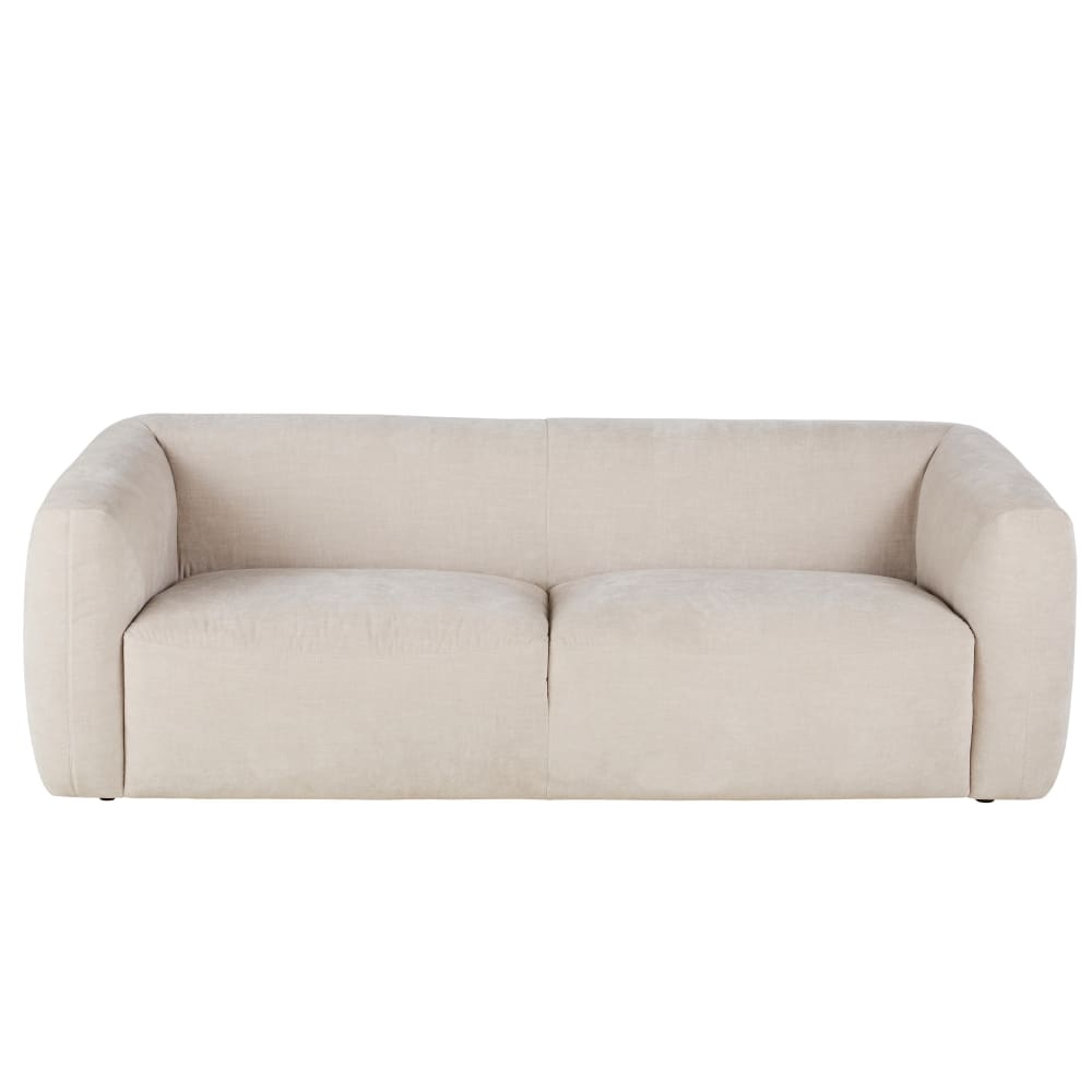 Canapé 3 places effet velours recyclé beige