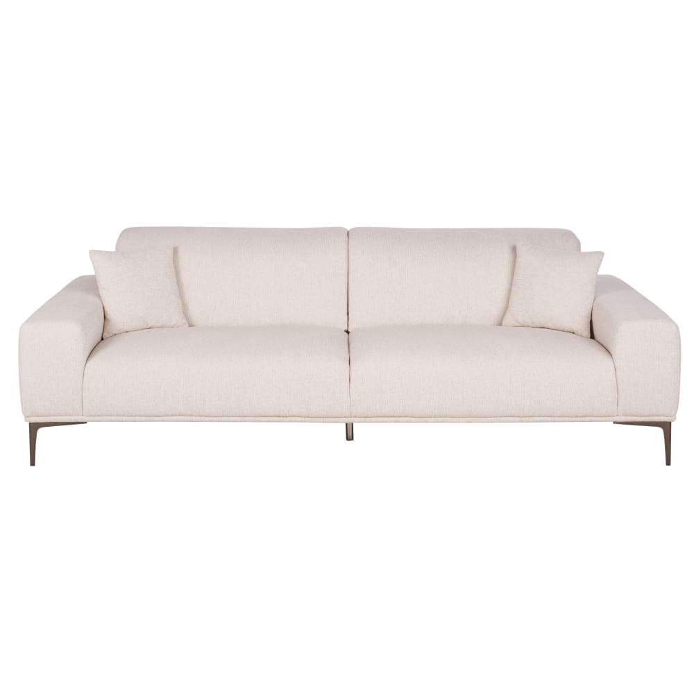 Canapé 3 places en tissu polyester tramé beige