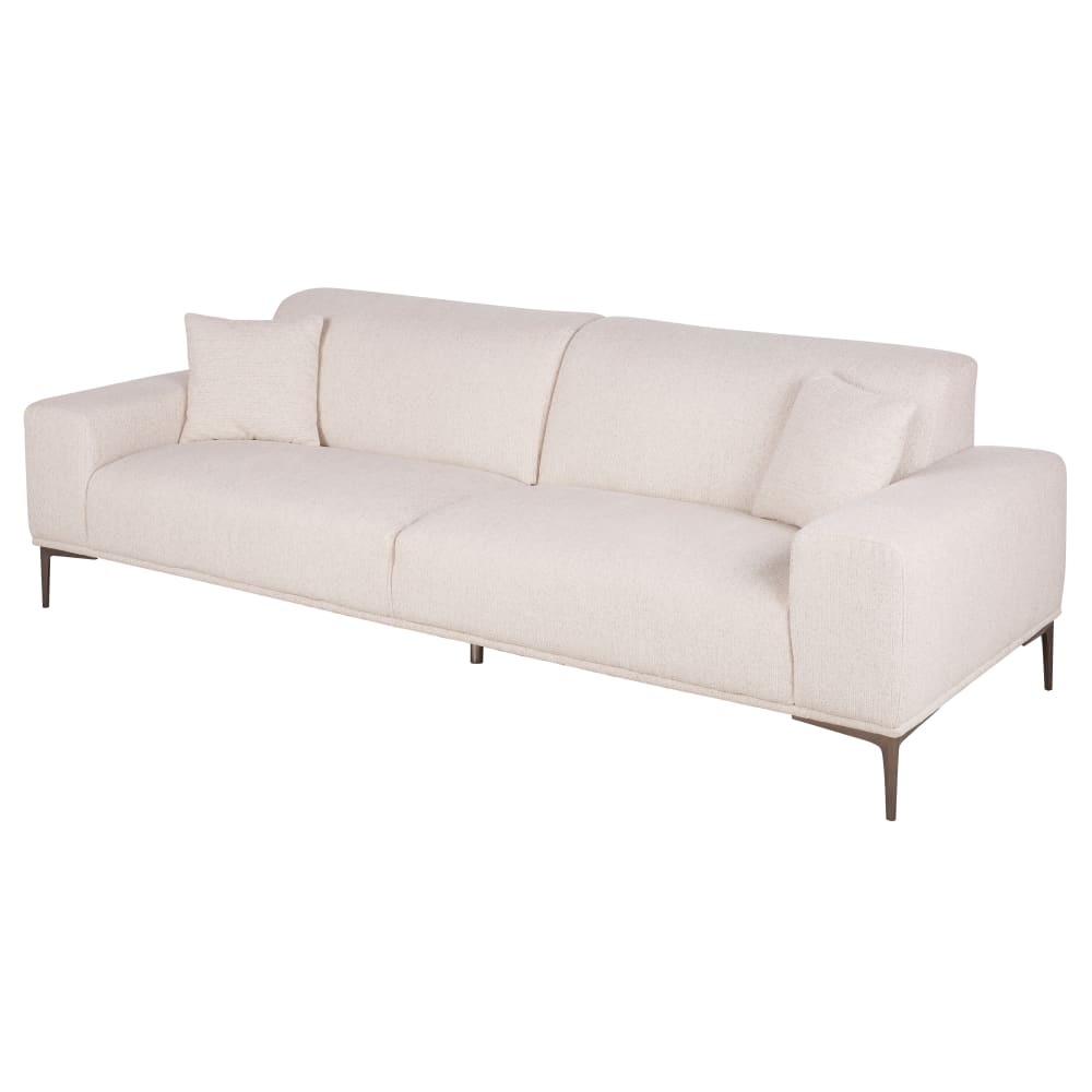 Canapé 3 places en tissu polyester tramé beige — vue 3