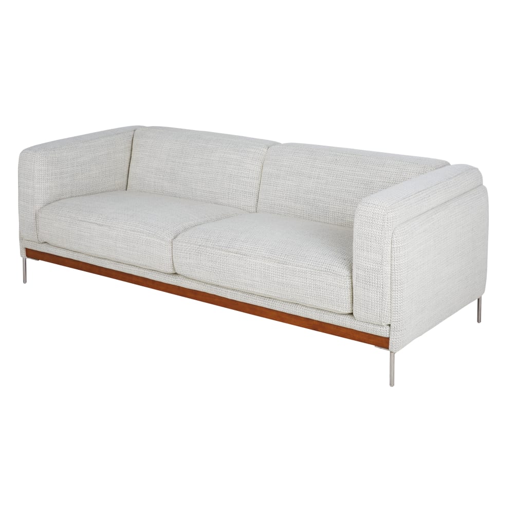 Canapé 3 places gris chiné et bois de chêne