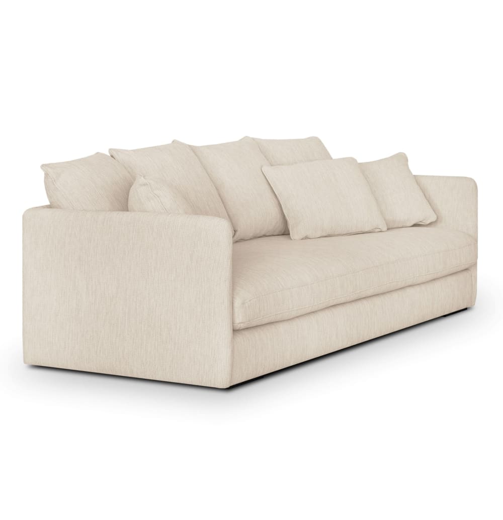 Canapé 4 places en textile tramé beige