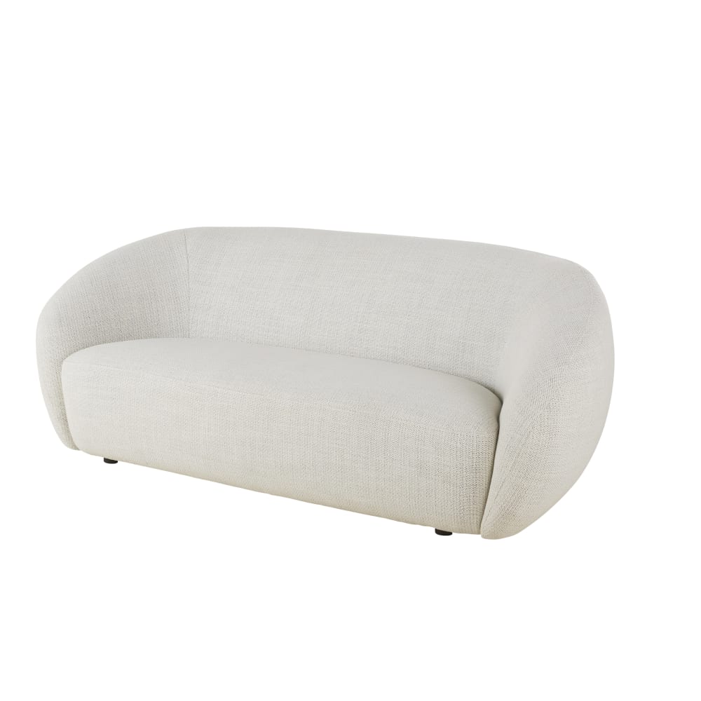 Canapé arrondi 3 places en textile tramé greige