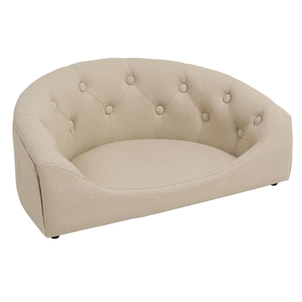 Canapé capitonné pour chien et chat beige