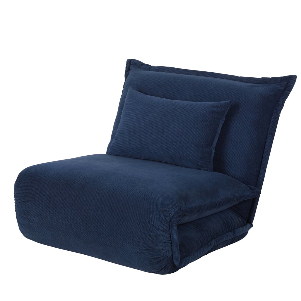 Canapé clic-clac 1 place en velours côtelé bleu foncé - Maisons du Monde