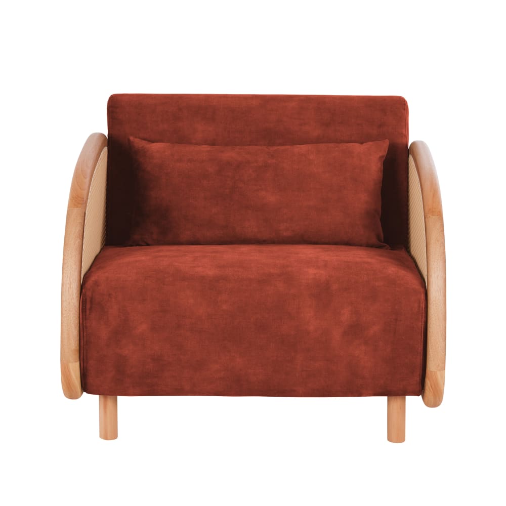 Canapé clic-clac 1 place en velours terracotta