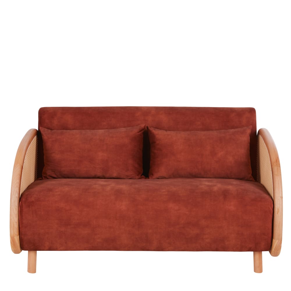Canapé clic-clac 2 places en velours terracotta