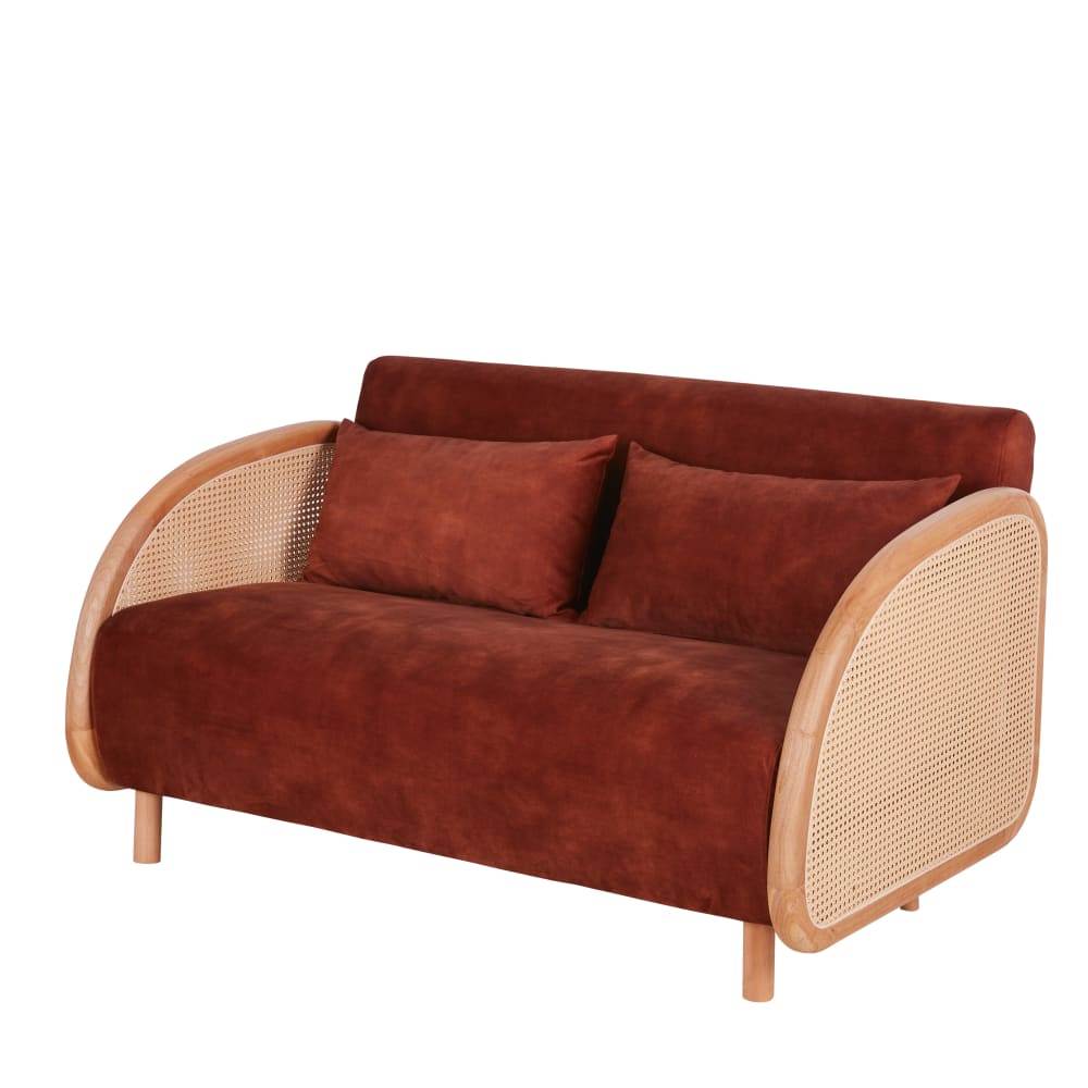 Canapé clic-clac 2 places en velours terracotta