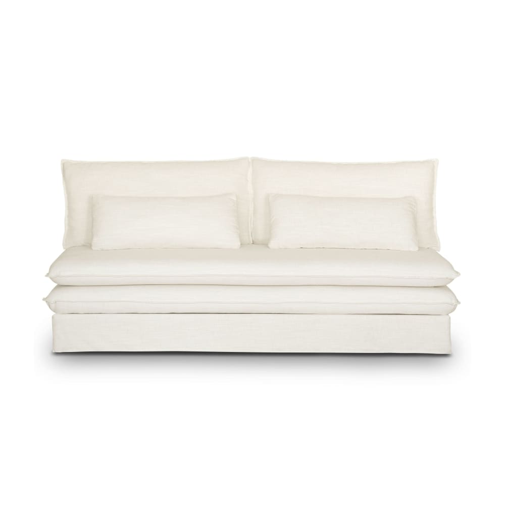 Canapé convertible 2/3 places effet lin ivoire