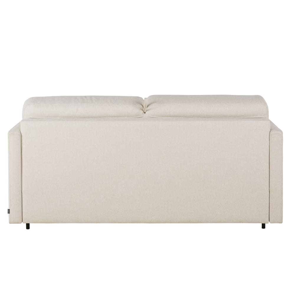 Canapé convertible 2/3 places en tissu polyester tramé beige, matelas 18 cm — vue 4