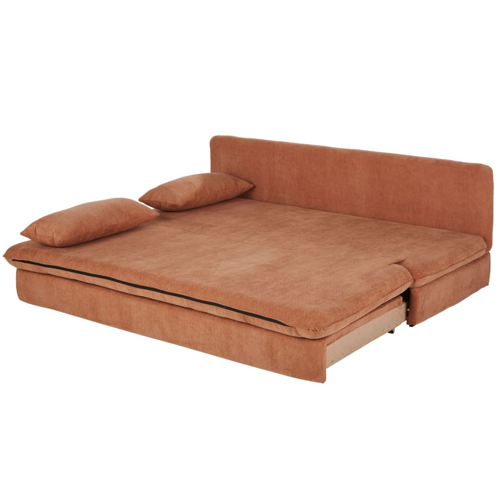 Canapé convertible 2/3 places en tissu recyclé rouge brique