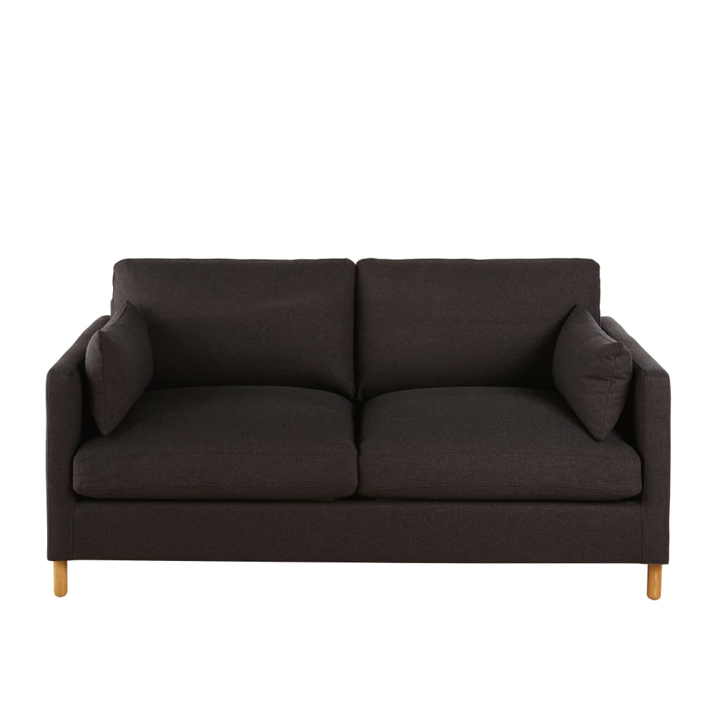 Canapé convertible 3/4 places en textile tramé gris anthracite, matelas 10 cm