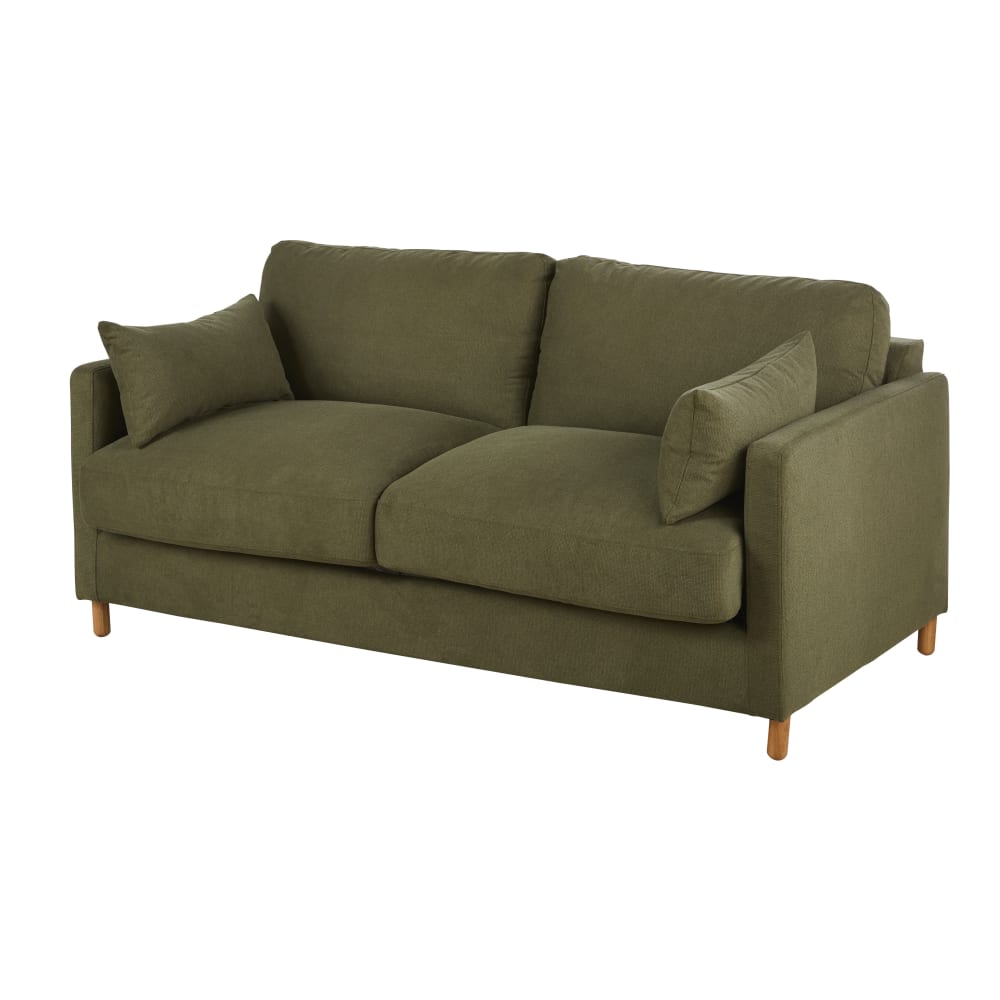 Canapé convertible 3/4 places vert kaki, matelas 14 cm - Maisons du Monde