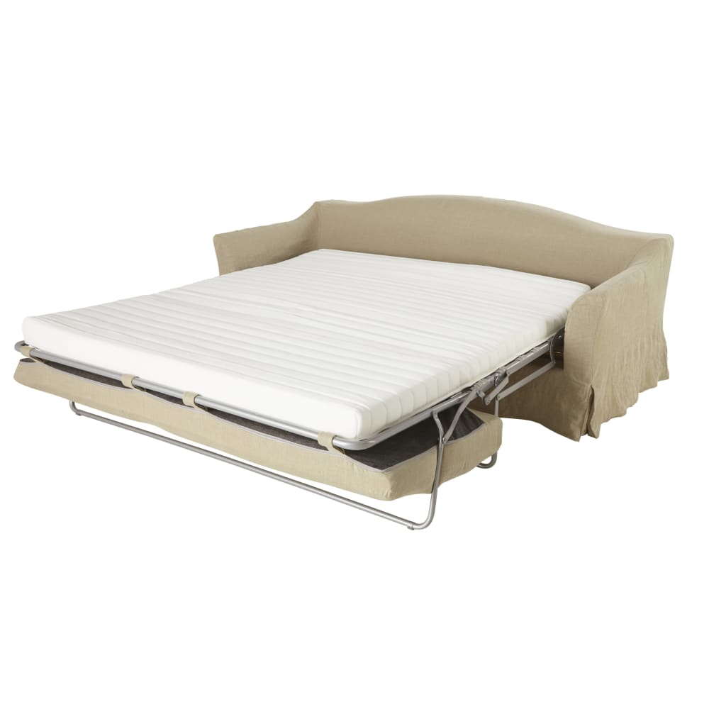 Canapé convertible 4 places en lin lavé - Maisons du Monde