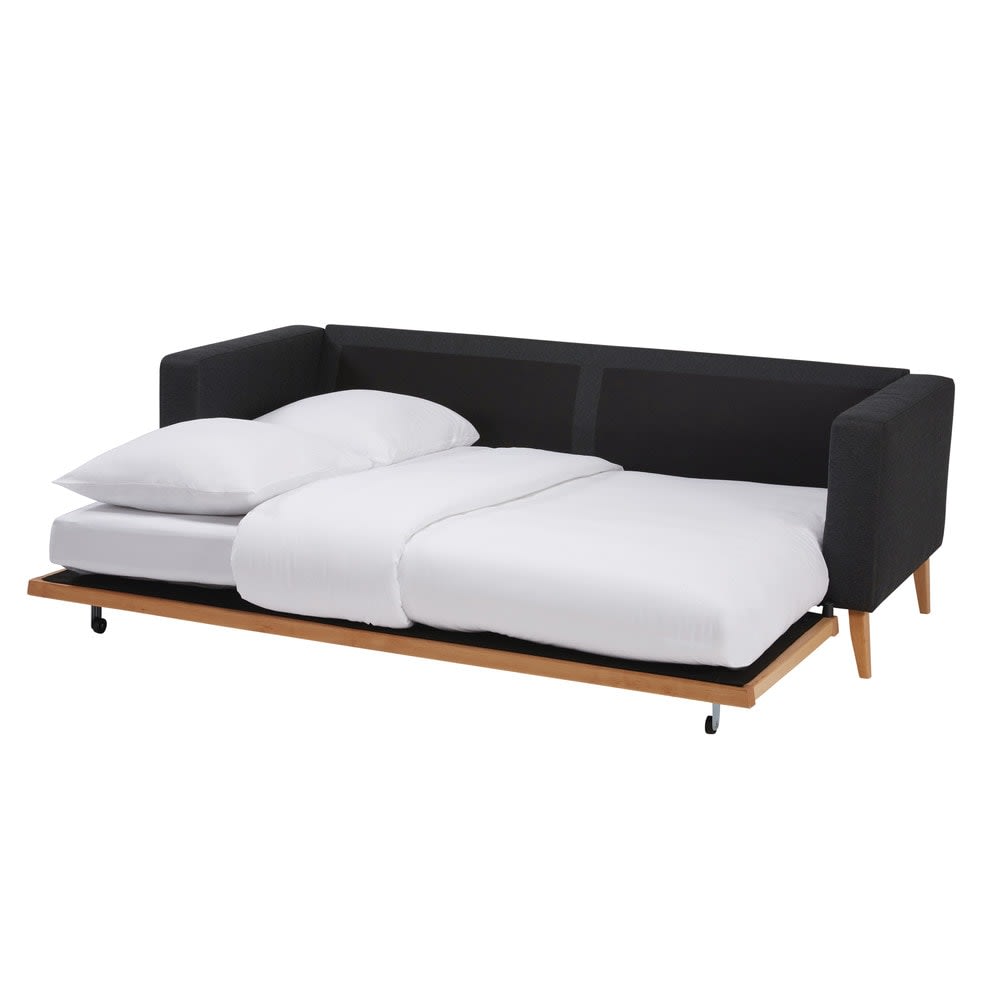 Canapé convertible style scandinave 3/4 places gris anthracite - Maisons du Monde