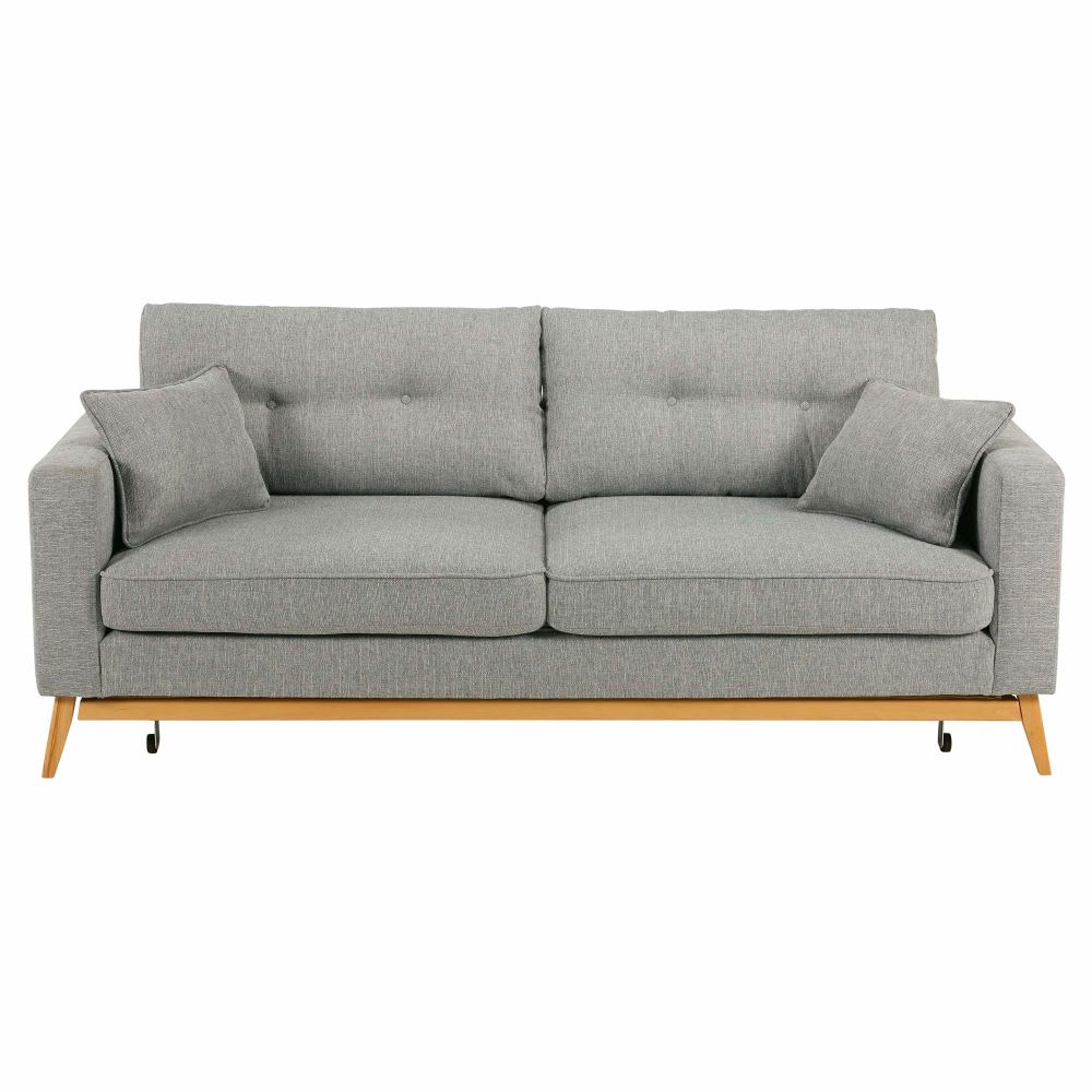 Canapé convertible style scandinave 3/4 places gris clair