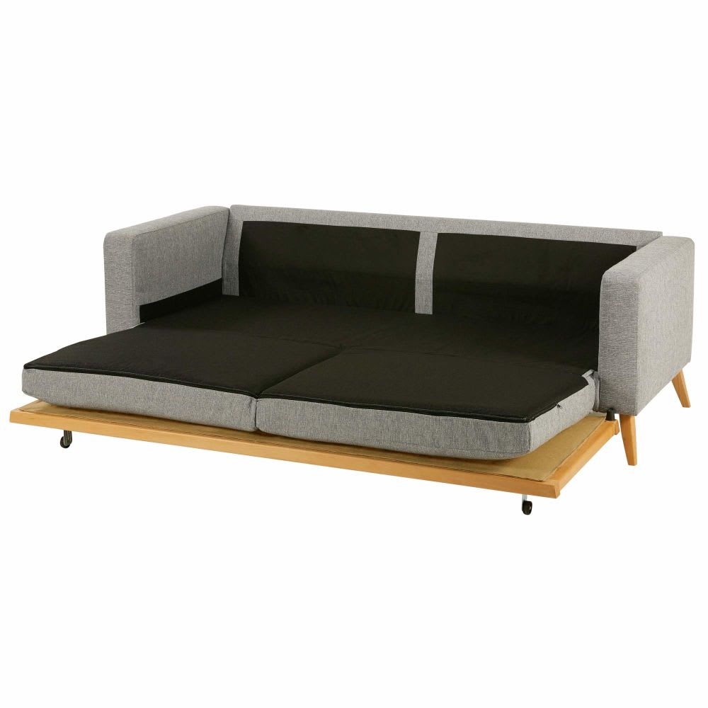 Canapé convertible style scandinave 3/4 places gris clair