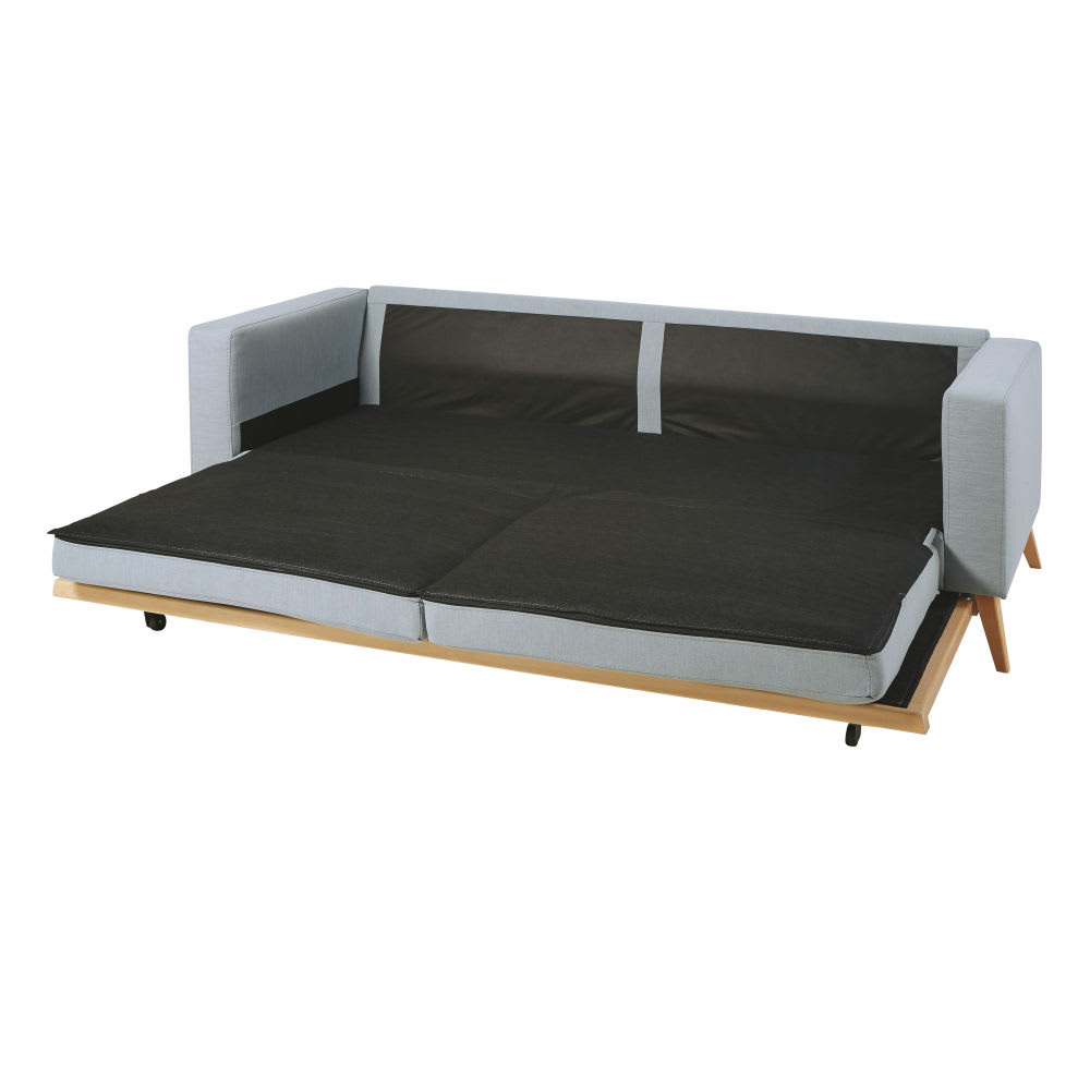 Canapé convertible style scandinave 3 places bleu glacier