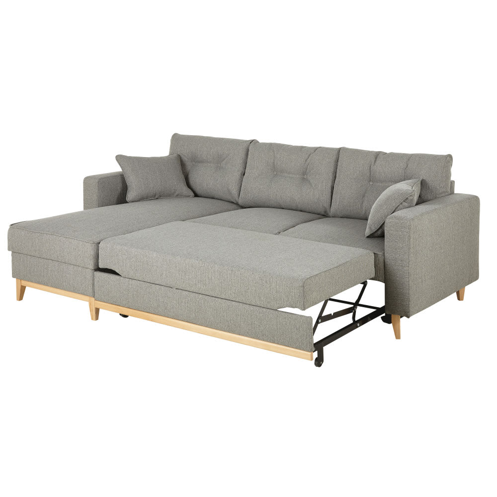 Canapé d'angle convertible 3/4 places gris clair - Maisons du Monde