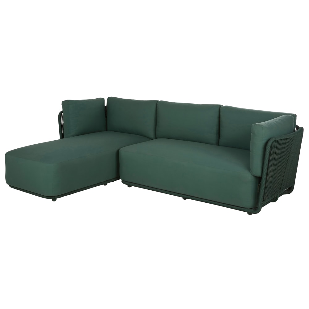 Canapé d'angle de jardin 3 places en acier et polyester recyclé vert — vue 3