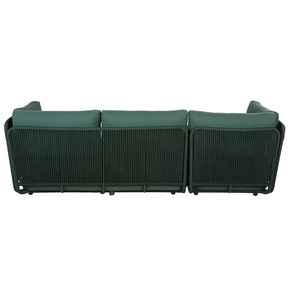Canapé d'angle de jardin 3 places en acier et polyester recyclé vert — vue 4