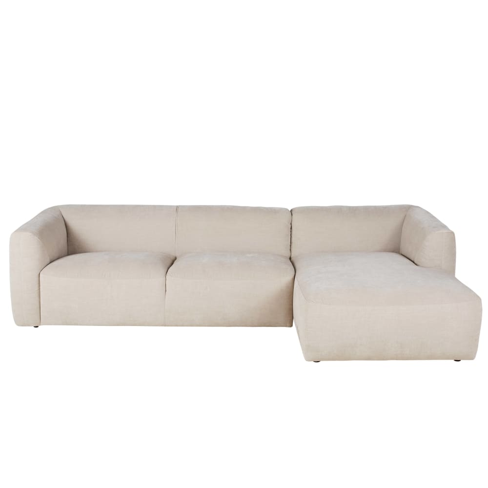 Jiggy - Canapé d'angle droit 4/5 places en textile velouté beige - Vue supplémentaire 1