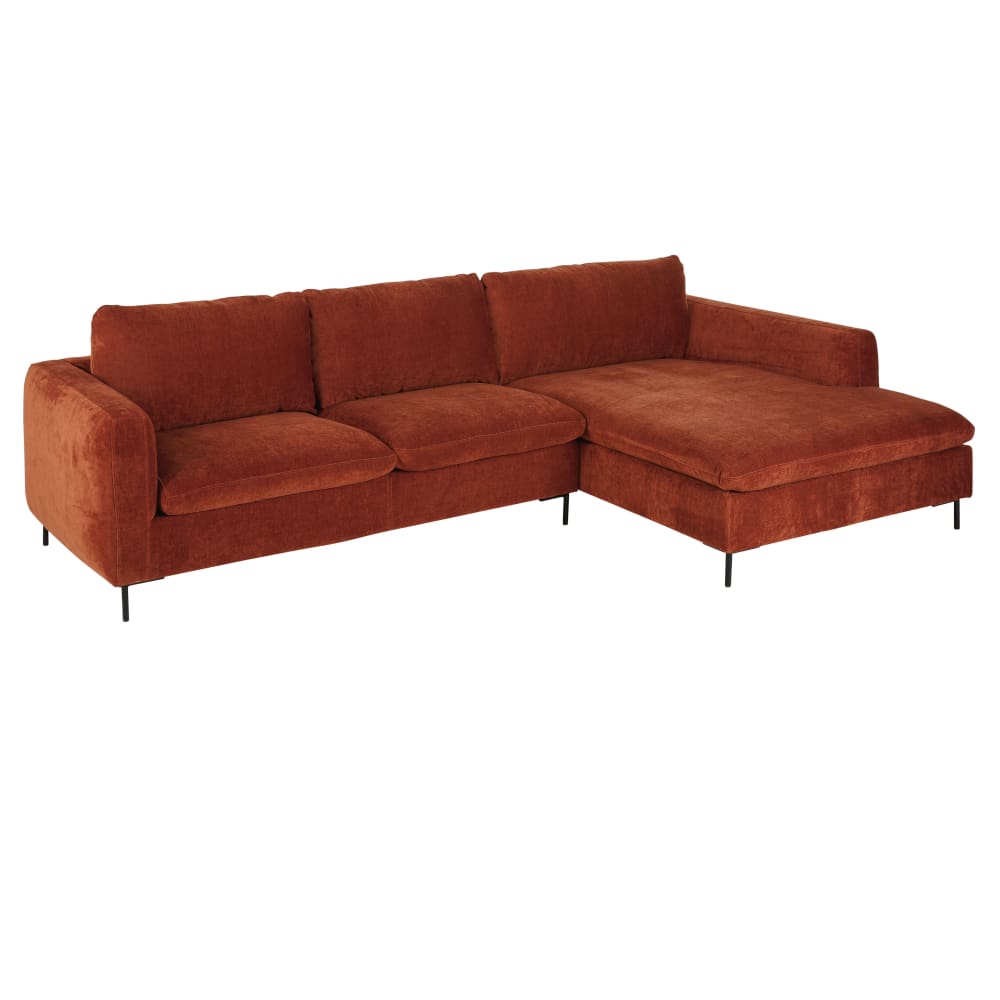 Canapé d'angle droit 4/5 places orange écureuil - Maisons du Monde