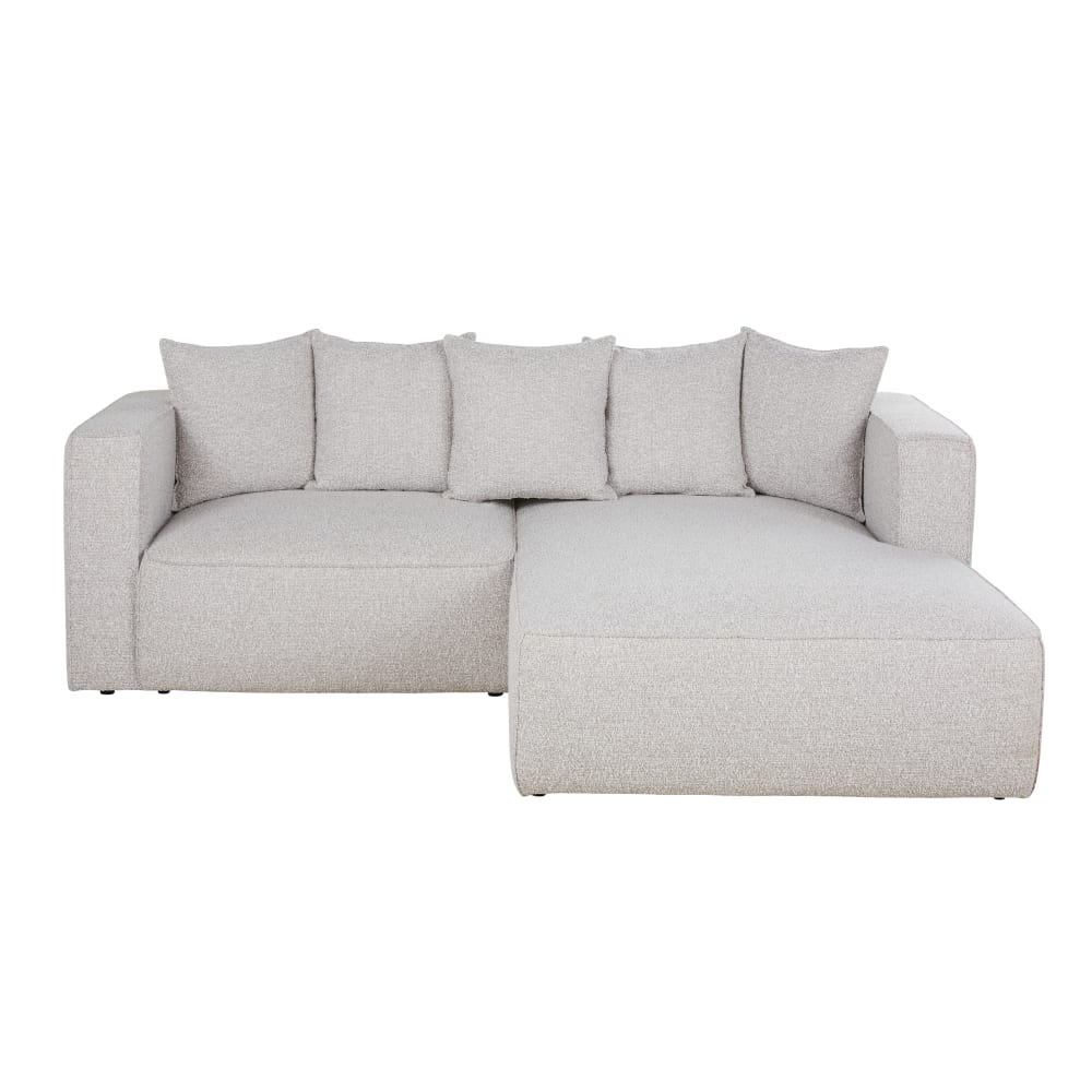 Canapé d'angle droit convertible 3/4 places gris clair chiné