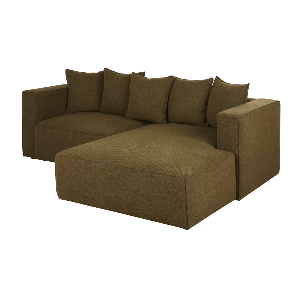 Canapé d'angle droit convertible 3/4 places vert kaki - Maisons du Monde