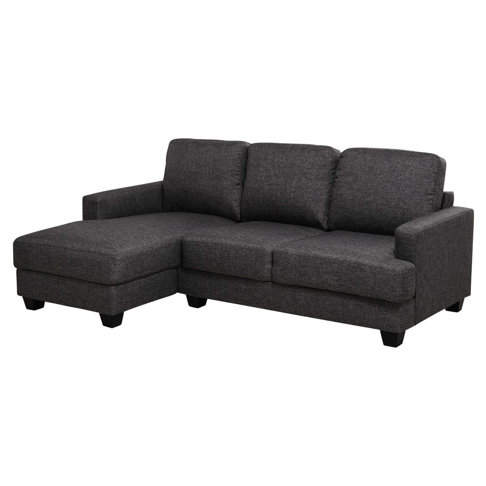 Canapé d'angle gauche 3/4 places en tissu gris chiné - Maisons du Monde