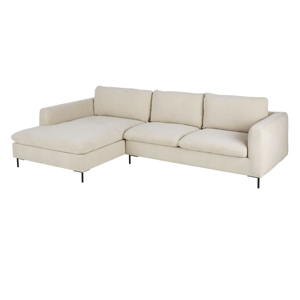 Canapé d'angle gauche 4/5 places beige chiné - Maisons du Monde