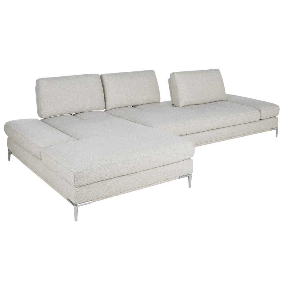 Canapé d'angle gauche 4/5 places dossier avance-recule gris clair chiné - Maisons du Monde