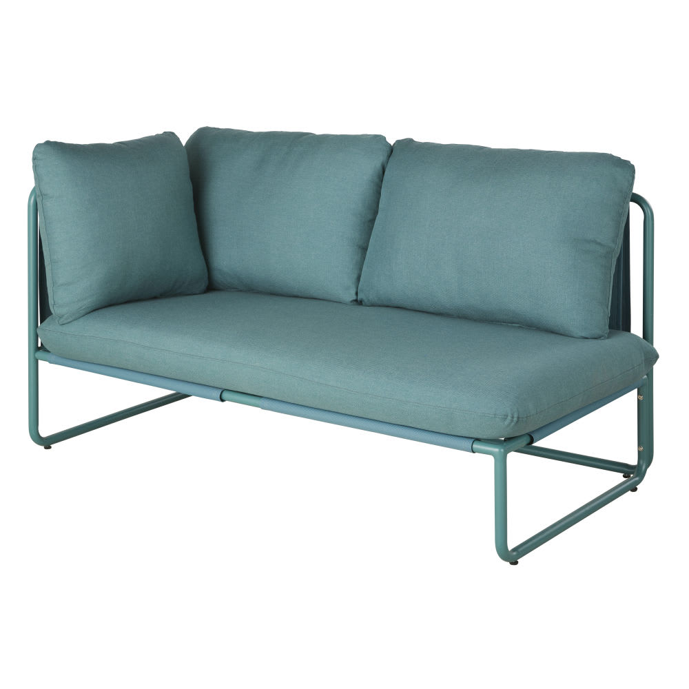 Canapé de jardin 2 places bleu vert