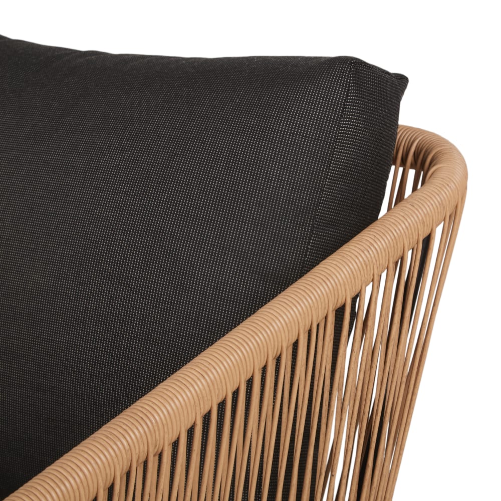 Canapé de jardin 2 places en résine recyclée beige et acier noir — vue 4