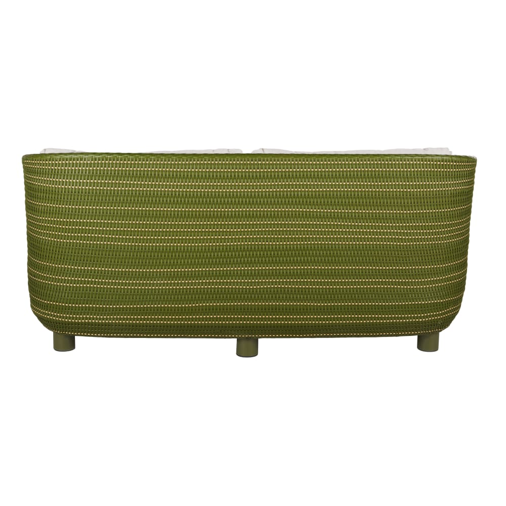 Canapé de jardin 3 places en résine tressée vert kaki et coussins en polyester recyclé beige — vue 4
