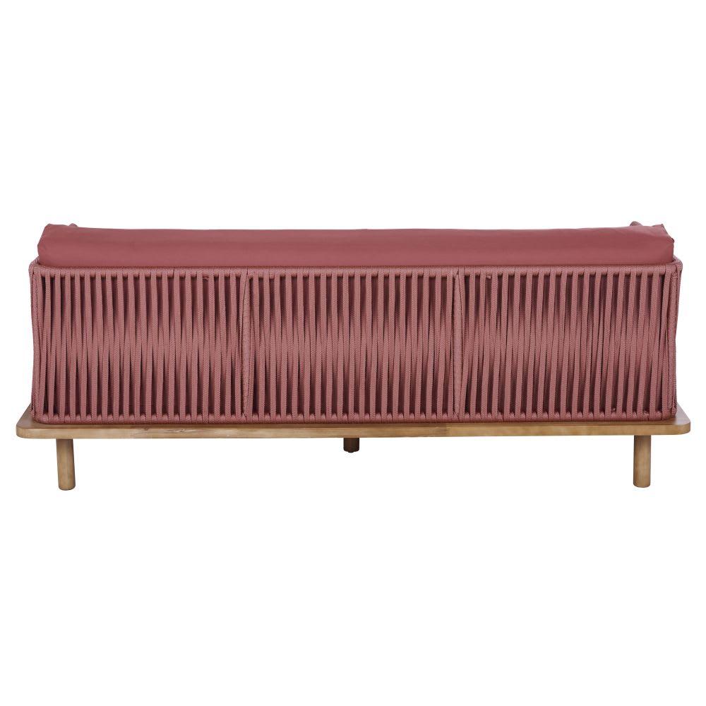 Canapé de jardin en corde tressée terracotta et acacia massif — vue 4