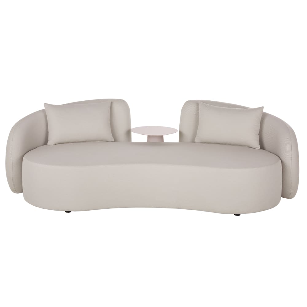 Canapé haricot 3 places professionnel gris perlé et table d'appoint amovible