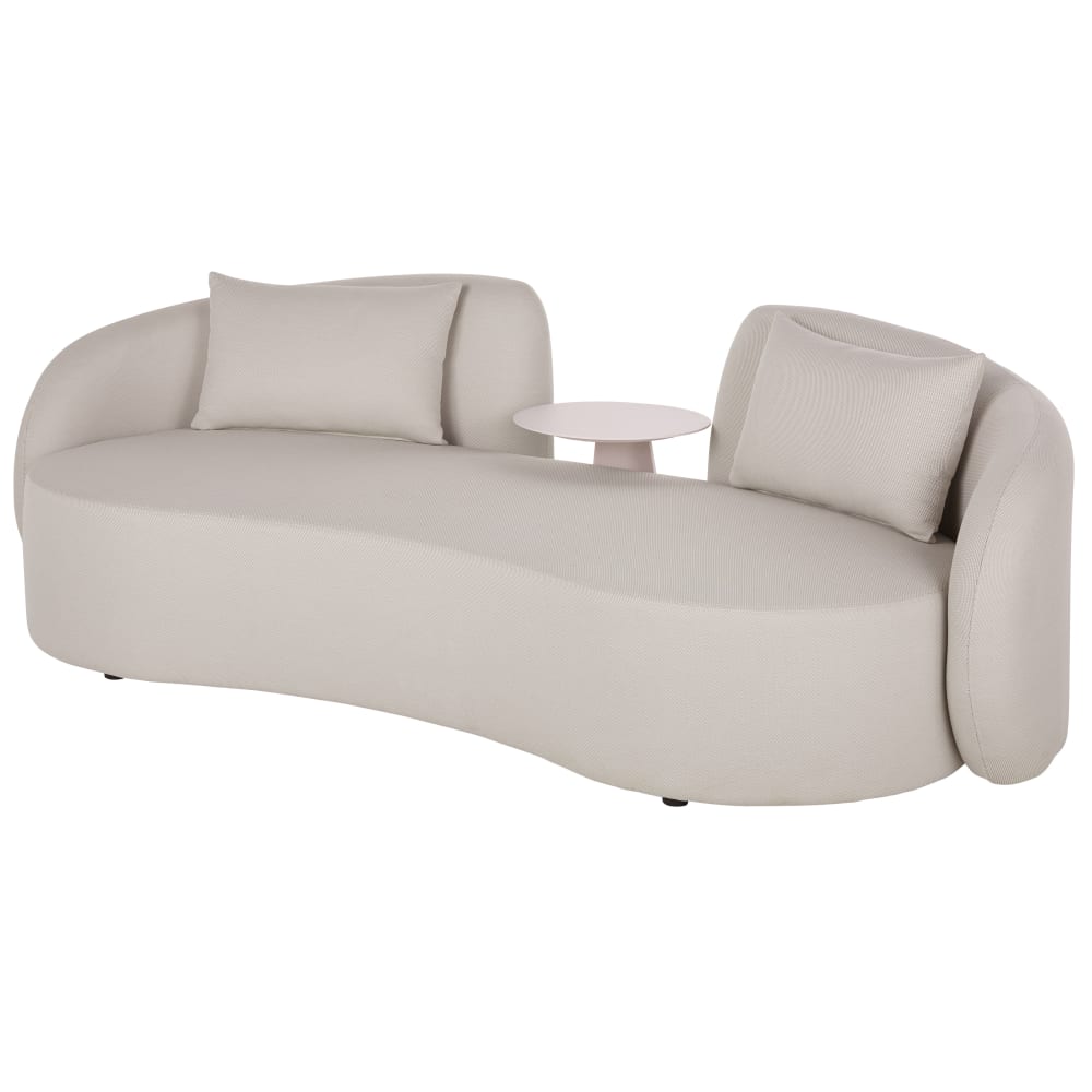 Canapé haricot 3 places professionnel gris perlé et table d'appoint amovible