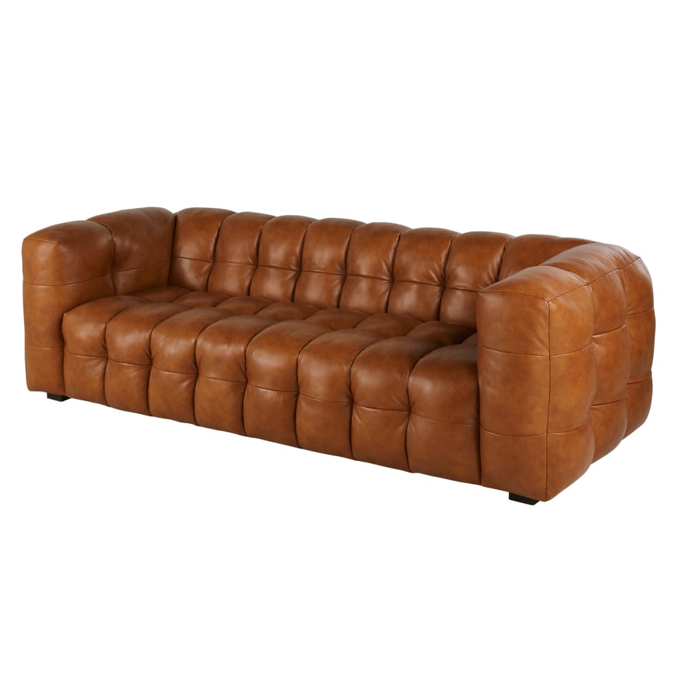 Canapé nuage 3/4 places en cuir camel - Maisons du Monde