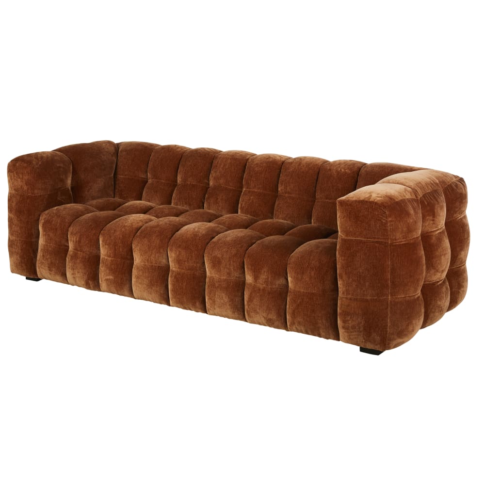 Canapé nuage 3/4 places en velours coloris bronze - Maisons du Monde