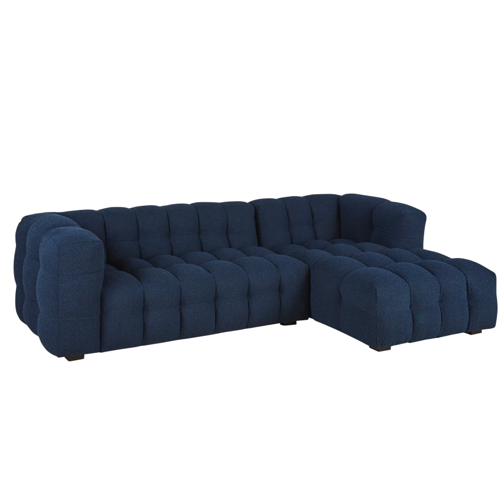 Canapé nuage d'angle droit 4/5 places bouclettes bleu nuit