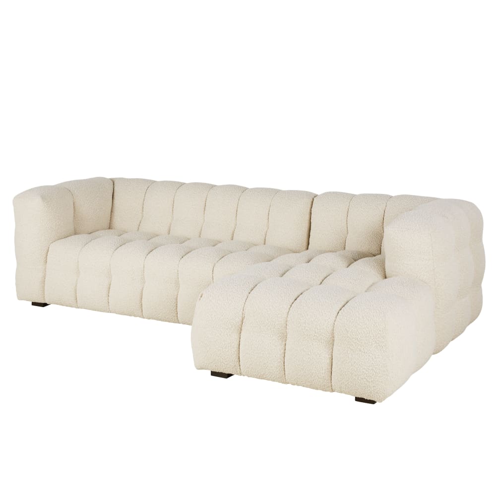 Canapé nuage d'angle droit 4/5 places bouclettes écrues