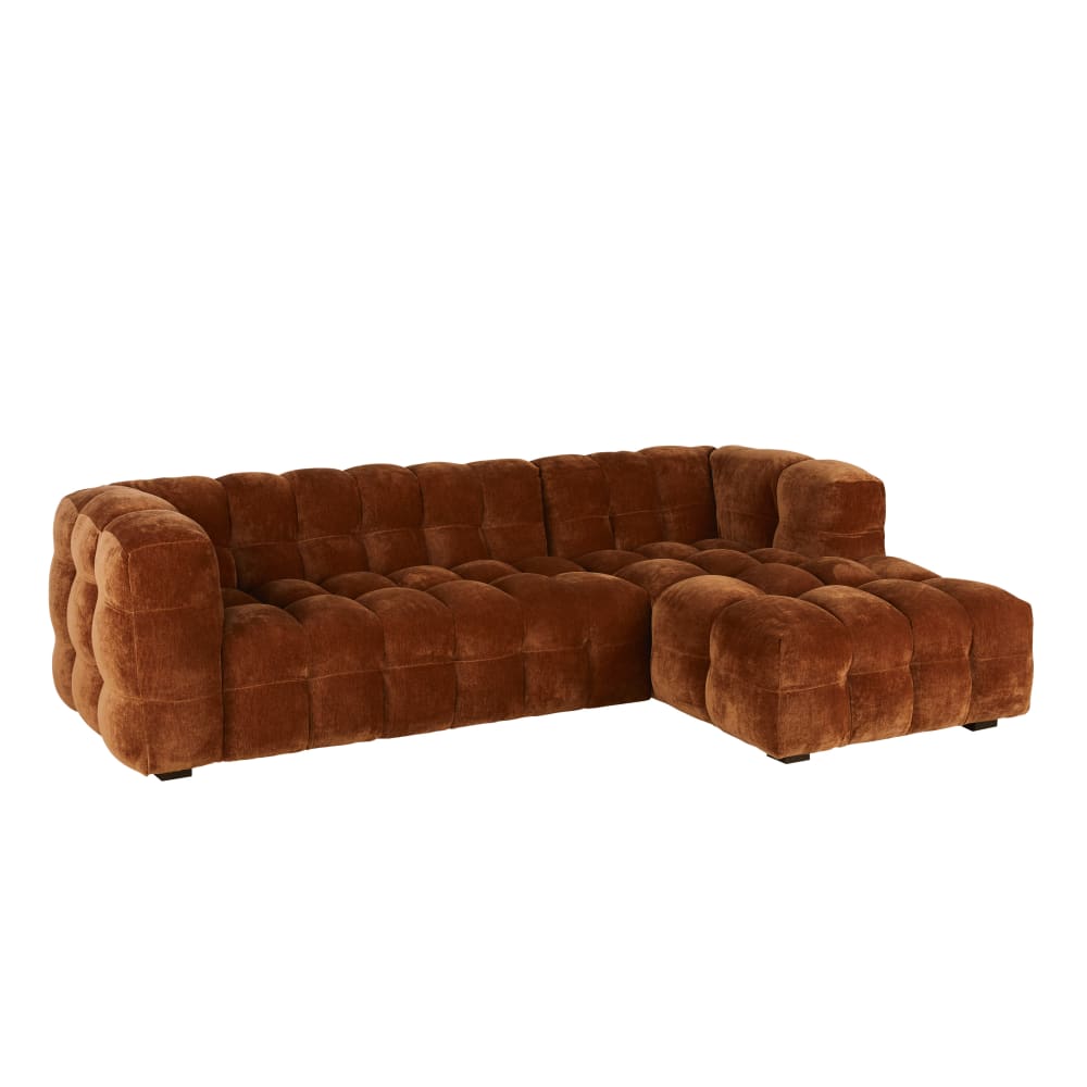 Canapé nuage d'angle droit 4/5 places effet velours coloris bronze - Maisons du Monde