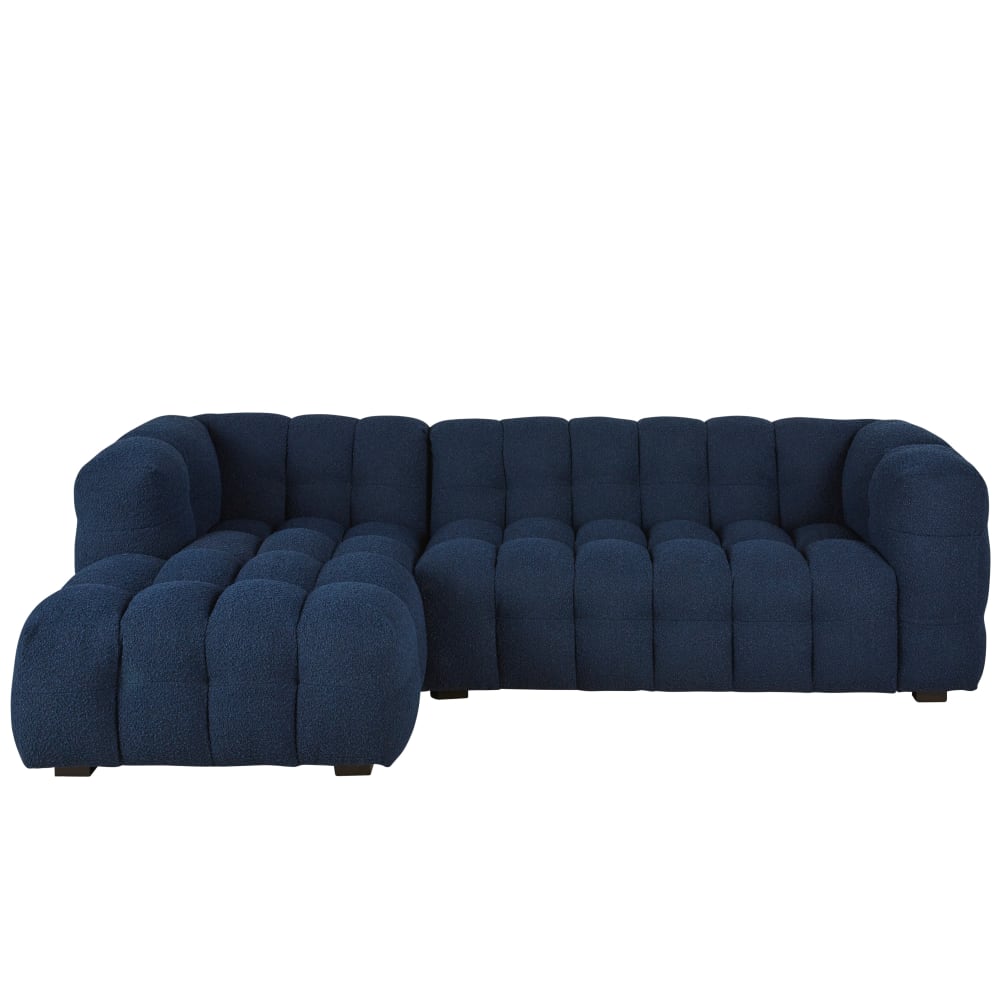 Canapé nuage d'angle gauche 4/5 places bouclettes bleu nuit