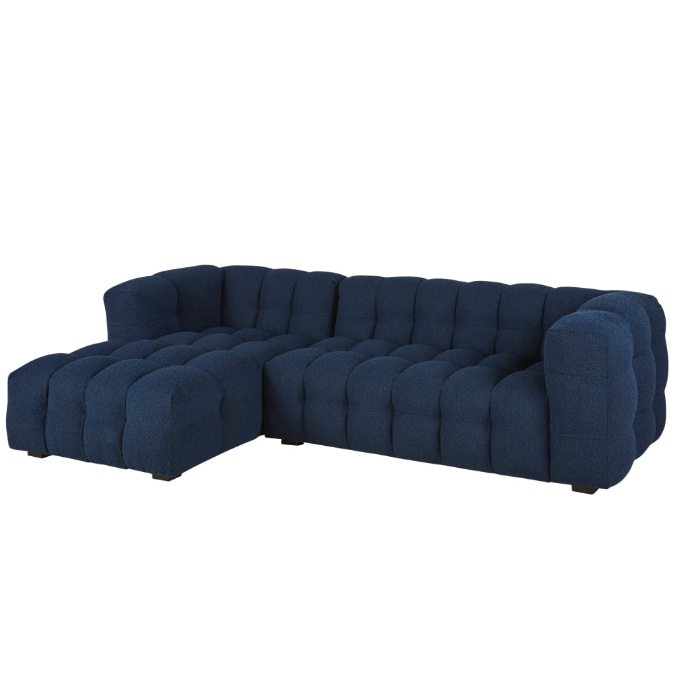 Canapé nuage d'angle gauche 4/5 places bouclettes bleu nuit