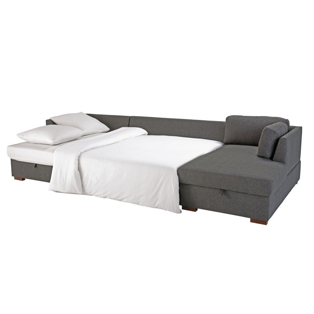 Canapé panoramique convertible 7 places gris