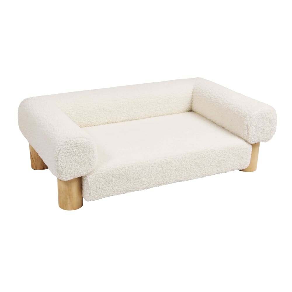 Canapé pour chien et chat bouclettes blanches